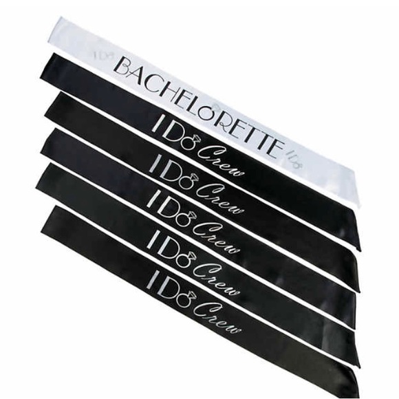Six I do crew bachelorette black white sashes bride bridesmaids party wedding - Picture 2 of 2